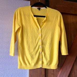 Talbots Yellow 3/4 Sleeve Eyelet Cardigan, Women’s Medium